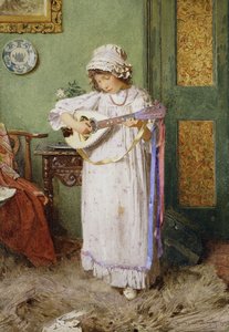 A Girl Playing a Mandolin