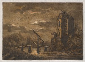 Landscape with Drawbridge and Ruin in Moonlight