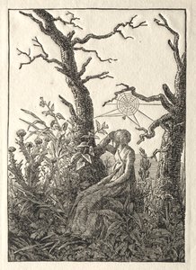 The Woman with the Spider Web between Bare Trees by Caspar David Friedrich