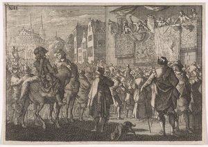 Proclamation of the Peace of Osnabrück in a City, 1648 by Caspar Luyken (attributed to)