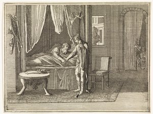 David, on his deathbed, gives his last admonitions to Solomon by Caspar Luyken