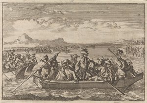 Waldensians Expelled from Savoy Returning in Boats Across Lake Geneva to Their Land, 1689