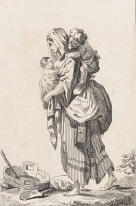 Peasant Woman with Two Children by Catherine Francoise Beauvarlet