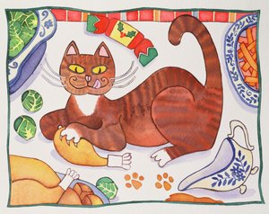 Christmas Cat and the Turkey
