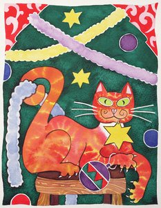 Christmas Cat with Decorations