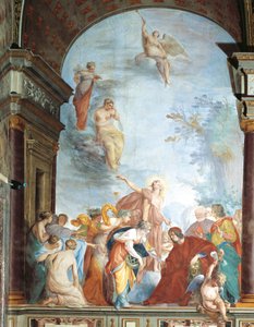 Fresco of Fame and St Anna-The deeds of Lorenzo de Medici, known as Magnificent by Cecco  Bravo