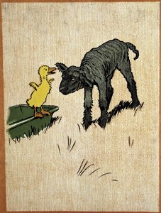 Black Lamb and Duckling - Drawing by Aldin by Cecil Charles Windsor Aldin