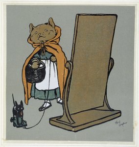 Cat in Front of His Mirror - drawing by Cecil Aldin by Cecil Charles Windsor Aldin