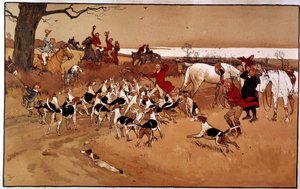Hunting scene: shooting. Engraving by Cecil Aldin by Cecil Charles Windsor Aldin