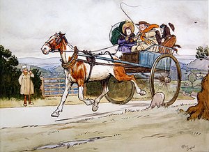 I drove the old Piebald, illustration for The Pickwick Papers by Charles Dickens by Cecil Charles Windsor Aldin