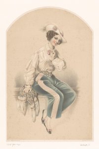Young Woman Sitting on a Balustrade by Celestin Deshayes