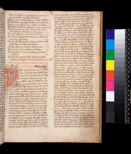 Ms 148. Gregory the Great, Dialogi in Italian Transl. by Domenico Cavalca, f.2r Decorated Letter [N] in Red Ink with Pen-flourishing in Brown Ink by Central Italian School