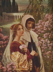 Dante Alighieri - Dante and Beatrice in the Garden, c1925 by Cesar Saccagi