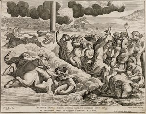 The Israelites crossing of the Red Sea after fresco by Raphael by Cesare Fantetti