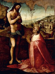Christ Suffering and Cardinal Oliviero Carafa in Prayer