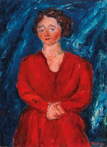 The Woman in Red on Blue Background, ca 1928