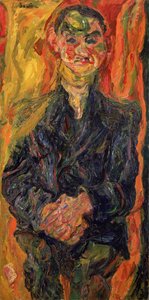 Man in Blue, with a Yellow and Red Background
