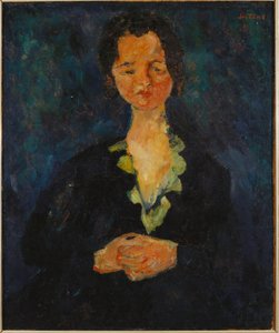 Portrait of a Woman with a Blue Background by Chaim Soutine