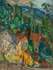 Townscape with Cypress Trees, South of France, 1920s-1930s