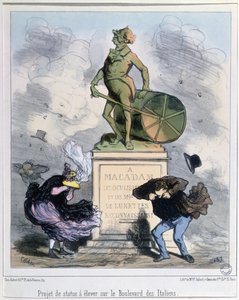 Project to erect a statue in honour of Macadam on the Boulevard des Italiens, Paris by Amédée de Noé