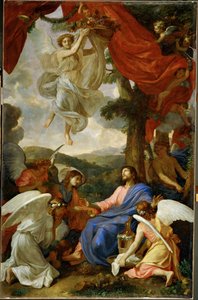 Christ in the desert, served by angels