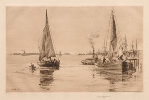 Two Sloops on the East River by Charles Adams Platt