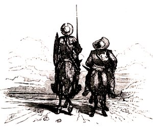 Don Quixote on His Horse, Next to Sancho on His Donkey by Charles Albert d