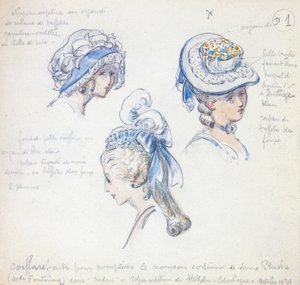 Hairstyles and headgear, for role of Camille in performance of Don