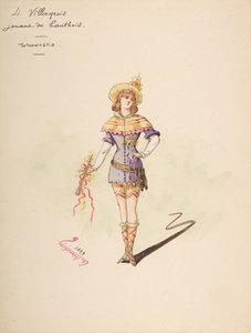 Costume Design for 4 Villageois jouant au hautbois, Descriptive Sheet of Costume