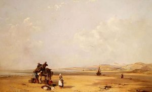 Fishermen unloading their catch on the beach in Cardigan Bay