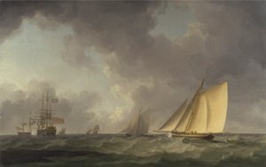 Cutter Close Hauled in a Fresh Breeze, with Other Shipping