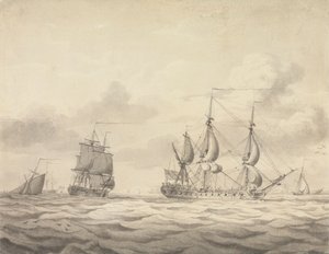 Two Frigates before the Wind by Charles Brooking