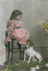In Disgrace, mezzotint by F. Stacpoole, with hand colouring, pub by Thomas McLean, 1887 by Charles Burton
