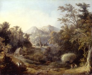 Landscape with Farm and Mountains
