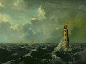 Seascape with Lighthouse by Charles Codman