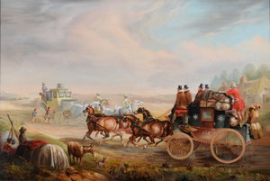 Hull-London Royal Mail Meeting a Travelling Chariot on the Road, c.1835