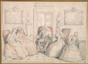 Trissotin Reading to Philaminte, Bélise, and Armande (from act 3, scene 2 of Molière