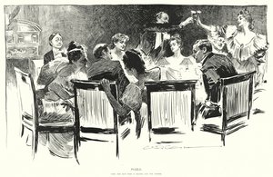 Puzzle, find the man who is paying for the dinner by Charles Dana Gibson