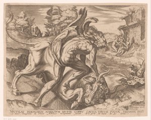 Hercules Subdues the Bull of Crete (Works of Hercules after Frans Floris) by Charles David