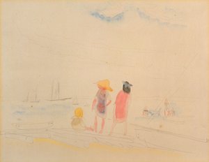 Two Women and Child on Beach