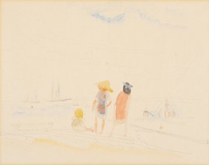 Two Women and Child on Beach