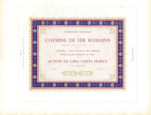 Stock Certificate "Roman Railways" by Charles Derriey