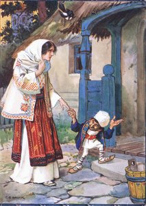 Little brother Bit took his lovely bride to the house which he had built for her, scene from Little Brother Bit in Children