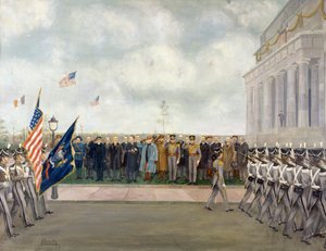 Marshal Joffre on Mission to Washington Inspecting Students of West Point, Spring 1917, by Charles Edmund Brock by Charles Edmund Brock