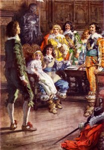 Son announcing that he intends to fight for Parliament during the English Civil War by Charles Edmund Brock