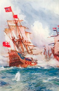 When Blake Swept the Seas: A Battle between Admiral Blake and Van Tromp by Charles Edward (after) Dixon