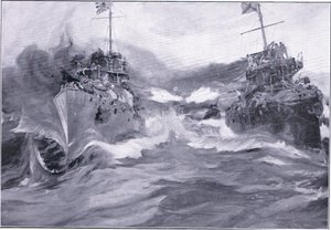 A fight between destroyers, illustration from Cassell