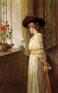 Mrs C A Smith, Kitten and Geranium