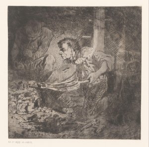 Blacksmith with Bellows by Charles Emile Jacque (attributed to)