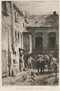 A Courtyard in Paris by Charles Emile Jacque